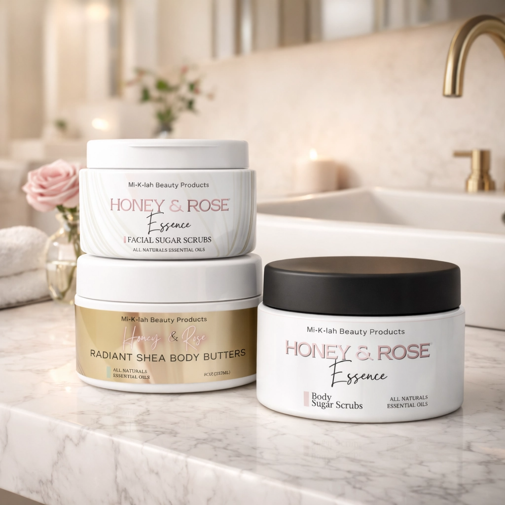 "Honey Rose Luxe Shea Body Butter & Scrub Gift Set | Miklah"