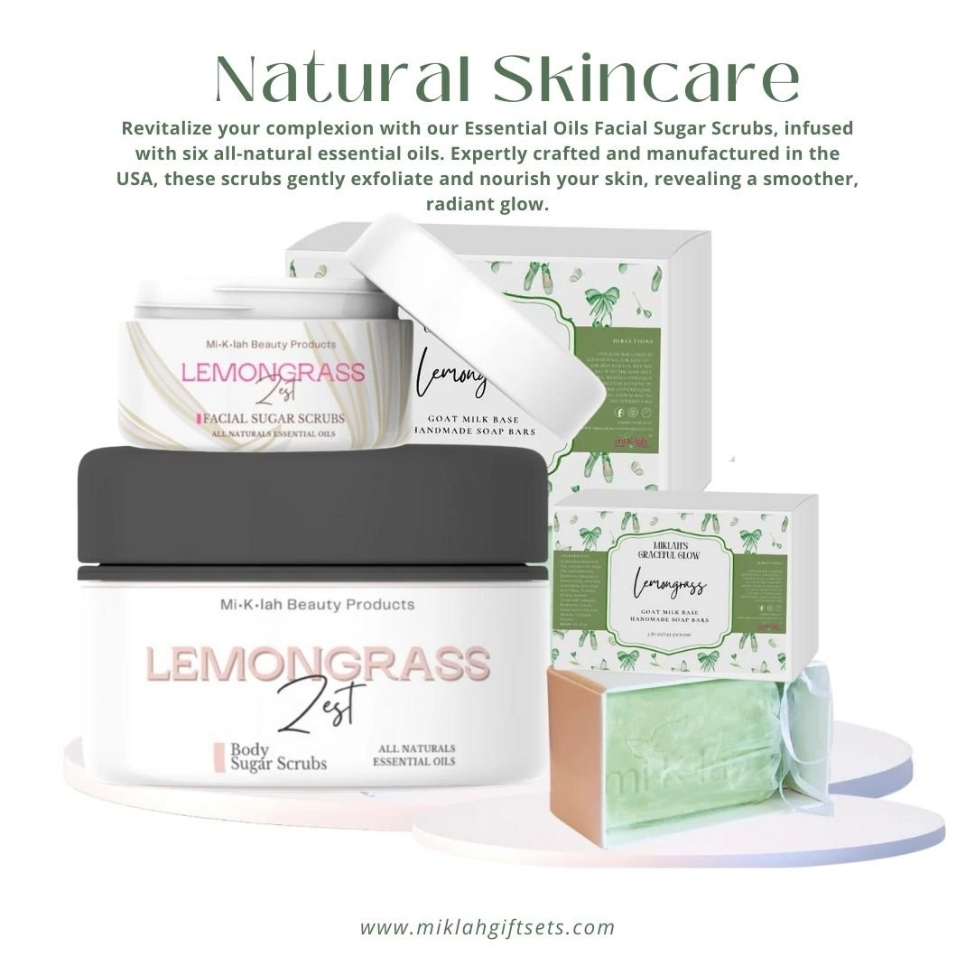 Lemongrass Bliss: Spa Gift Set with Beauty Bars, Facial & Body Scrub - Miklah Giftsets