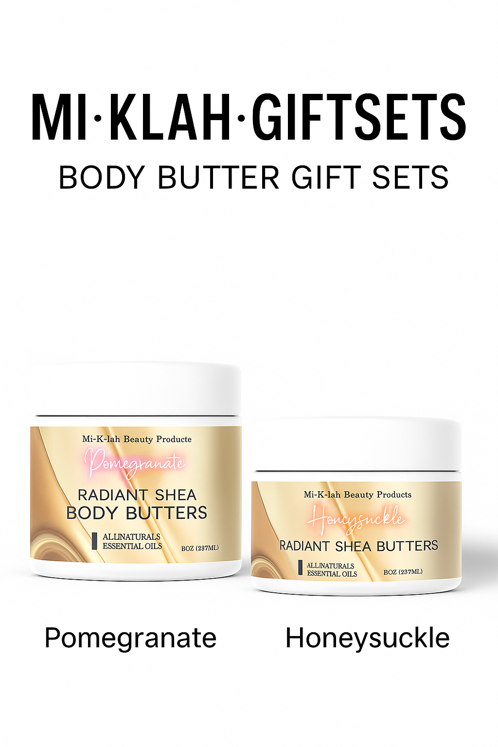 Whipped shea body butter jars for glowing skin - Miklah Giftsets