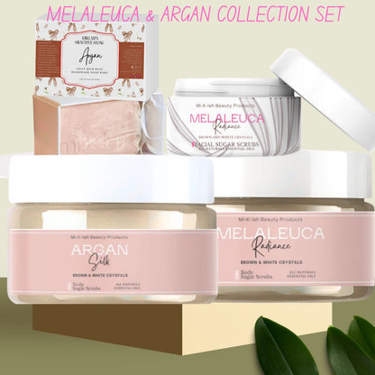 Argan Essential Oils Scalp Sugar Scrub, and Luxurious Argan Beauty Bars"