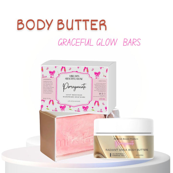 "Pomegranate Bliss: Indulgent Whipped Body Butter and Luxurious Beauty Bar Soap for a Radiant Glow"