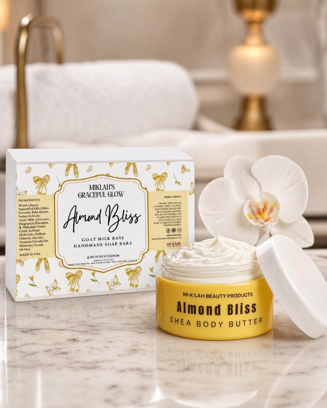 Almond, Shea Body Butter & Goat Milk Soap Duo – product front view