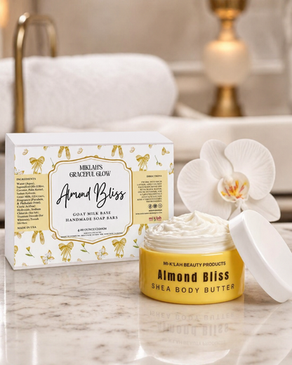 Almond Bliss Skincare Duo: Shea Body Butter & Goat Milk Soap for Radiant Skin