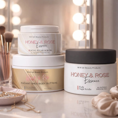 Honey Rose Shea Body Butter & Sugar Scrub Gift Set – back label detail