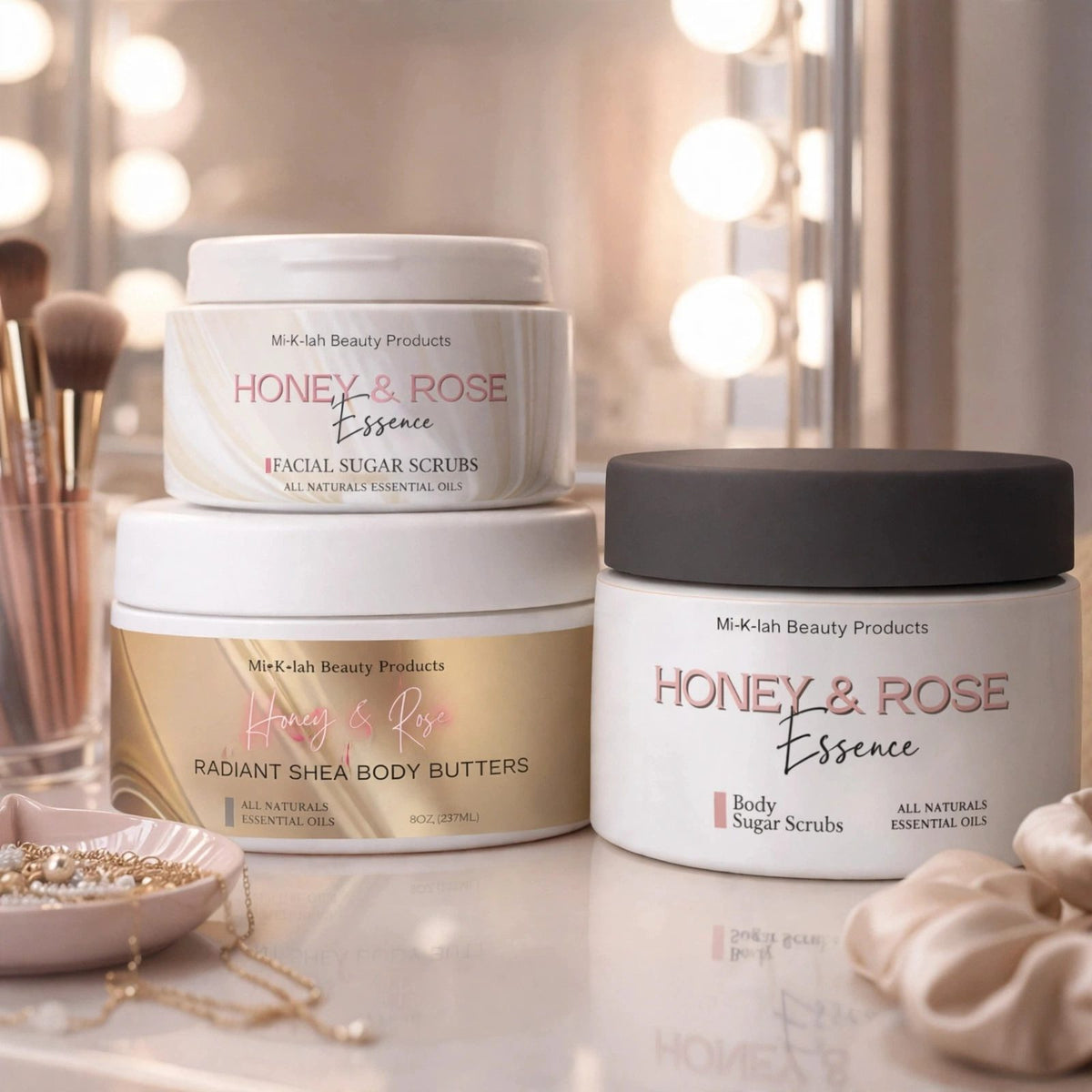 Honey Rose Shea Body Butter & Sugar Scrub Gift Set - back label detail | Miklahgiftsets