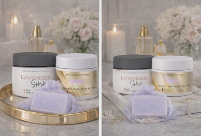 "Lavender Luxe Goat Milk Soap, Scrub & Shea Body Butter Set"